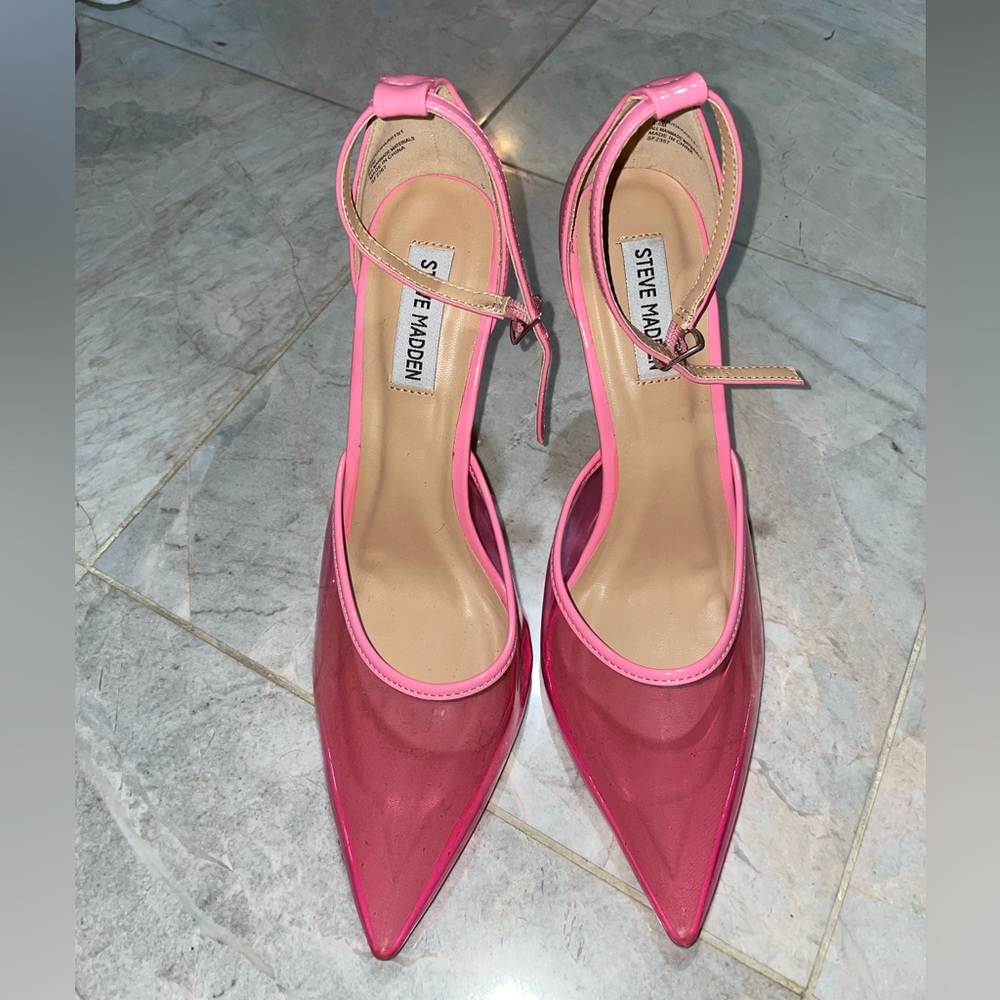 Steve Madden pink clear pointed toe heels